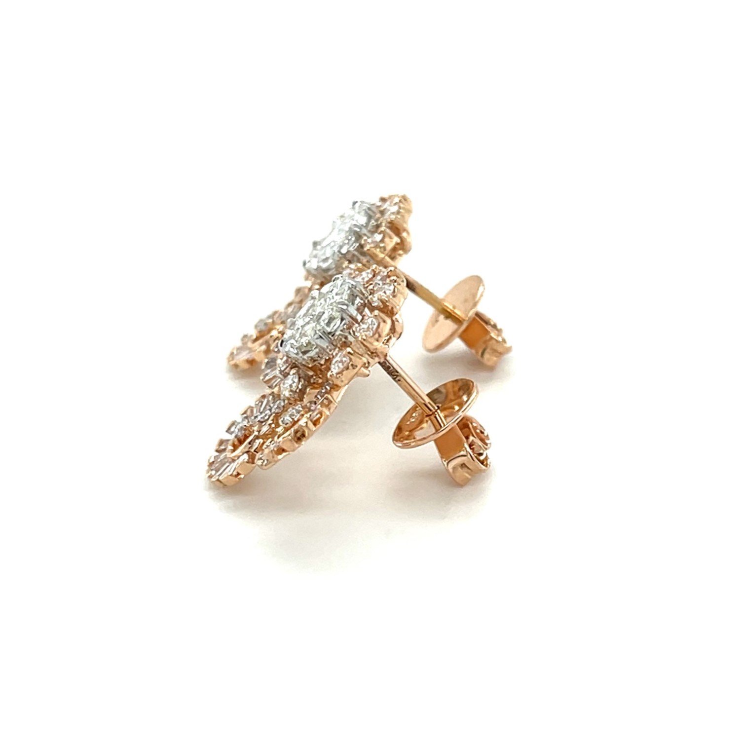 Celestial Sunburst Diamond Cluster Earrings in Rose Gold